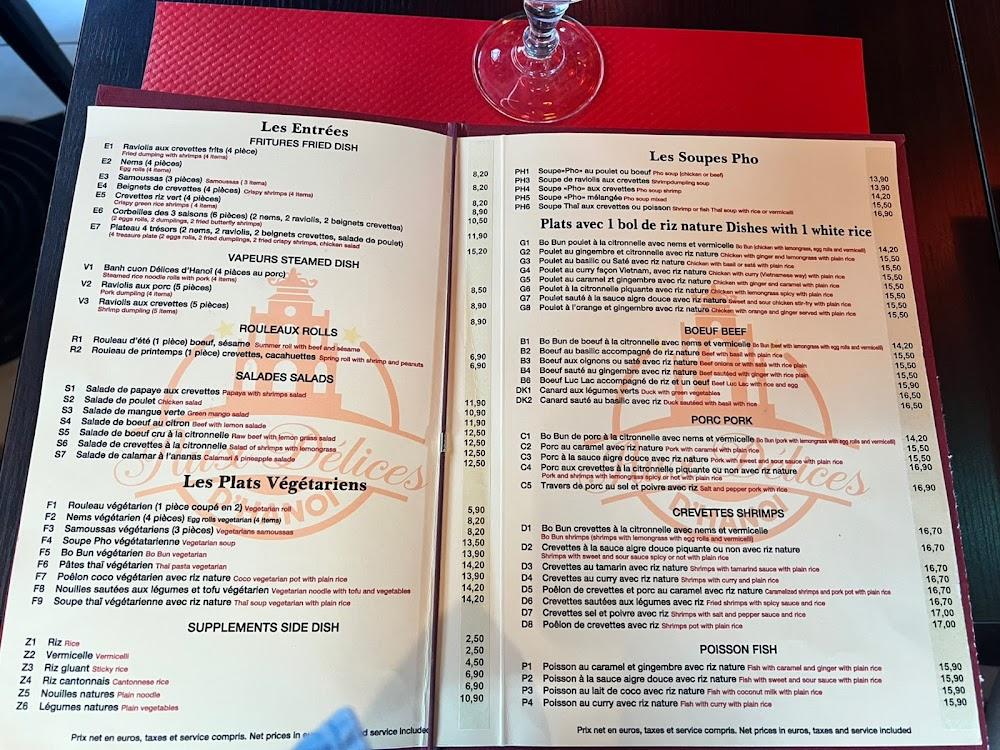 Restaurant Aux Délices D´HaNoi - Menu Image 1